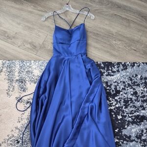 Sherri Hill Royal Blue Satin Prom Dress